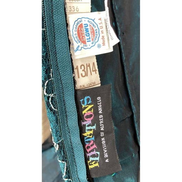 Vintage Alfred Angelo  Flirtations Dress Party Prom Club Green 13/14 90s Y2K - Picture 8 of 12